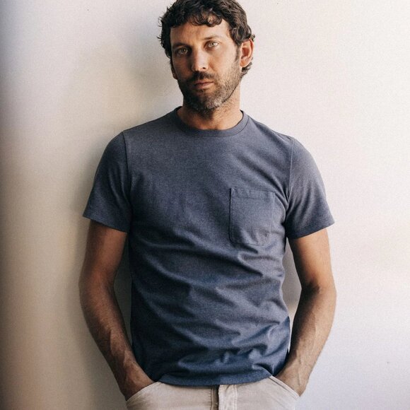 Taylor Stitch The Heavy Bag Crewneck Tee in Faded blue Men’s M - Picture 2 of 3